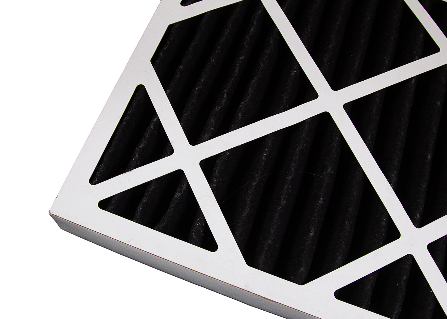 close up photo of our carbon coated pleated panels which are designed to capture fumes before they can be released into the environment