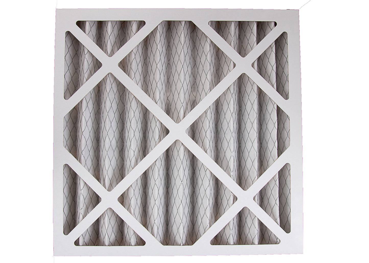 Pleated air filter panel used for filtering air entering spray booths or product preparation areas.