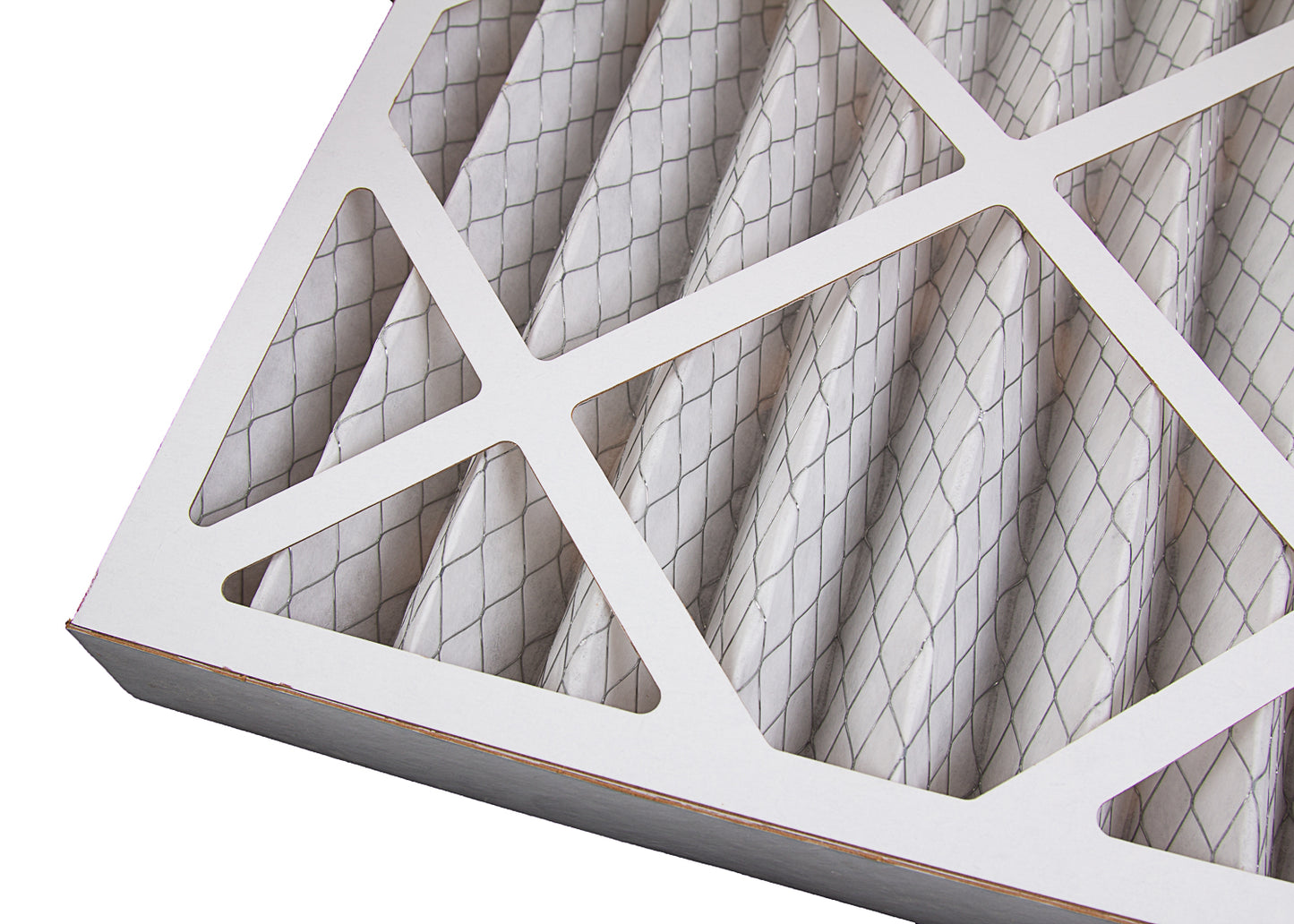 photo showing the pleated filter in a cardboard frame. used to stop dust in paint spraying.