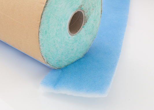 a second photo of our blue and white filter media and green and white profibre paint stop