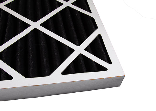 photo showing the corner of our carbon air filters which help arrest fumes produced in a manufacturing process
