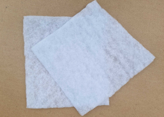 photo showing examples of the cut pads for our reusable fan coil filters for air conditioners and heat recovery systems.